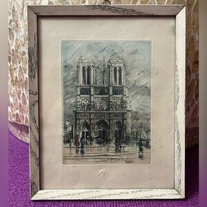 Eugene Veder Notre Dame de Paris Etching, Chalcographie du Louvre Series 5”x7”